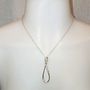 Silvertone Pendant Tear Drop Necklace